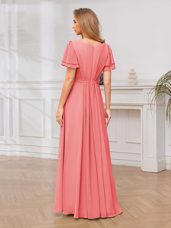 Briana Chiffon Maxi Dress Coral Pink 10 BNWT formal summer wedding dress